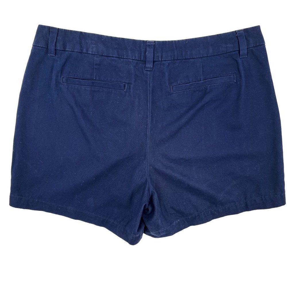 Solid Navy Blue Merona Cotton Chino High Waisted Shorts Size 12 - Picture 2 of 3